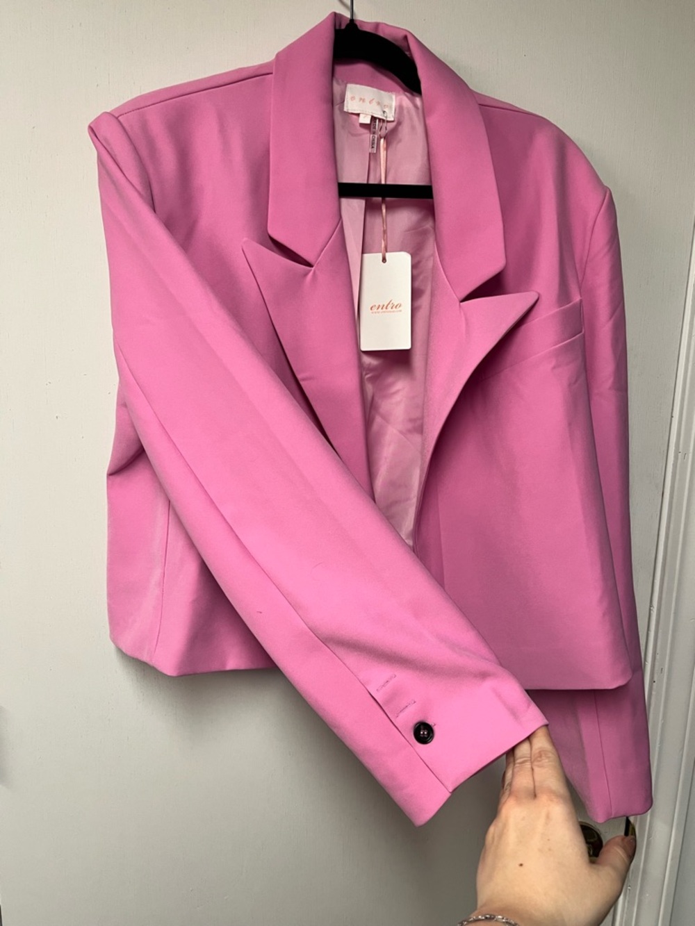 Entro NWT Hot Pink Cropped Blazer Jacket Size Large - Picture 2 of 8